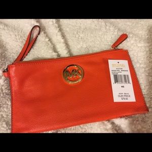 Michael Kors Zip Clutch Mandarin NWT